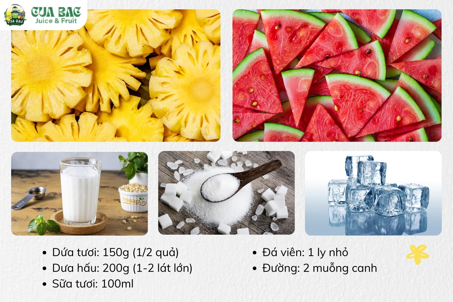 nguyên liệu làm sinh tố dứa dưa hấu