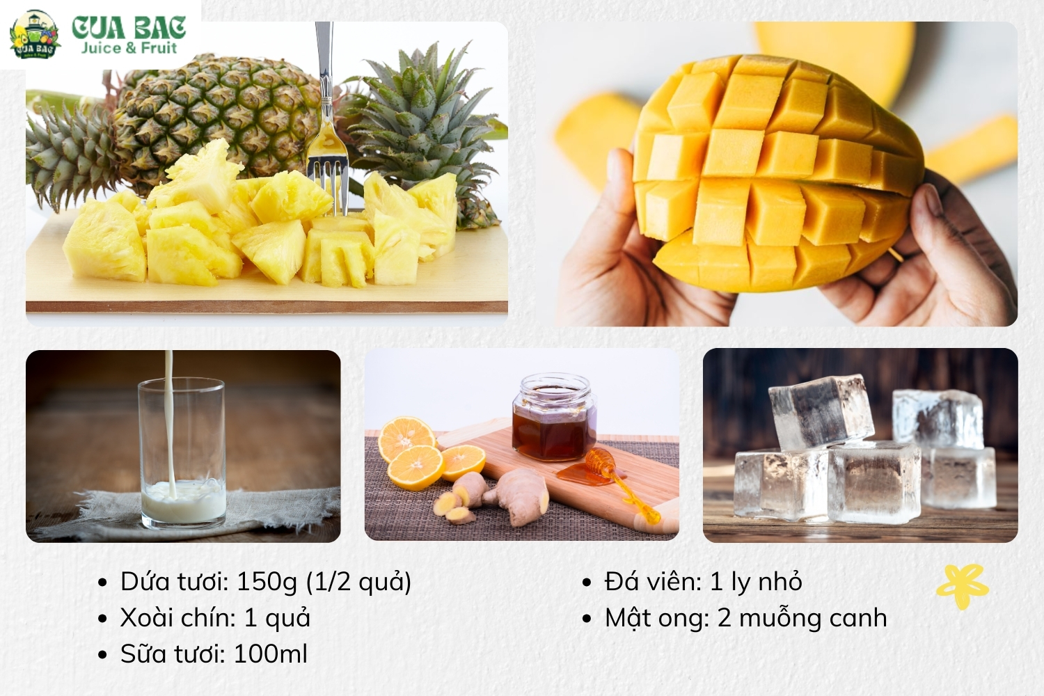 nguyên liệu làm sinh tố dứa xoài