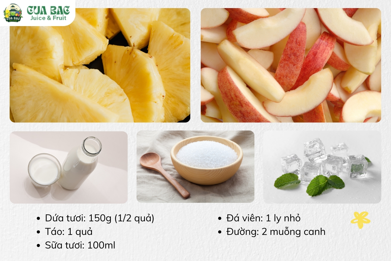 nguyên liệu làm sinh tố dứa xoài