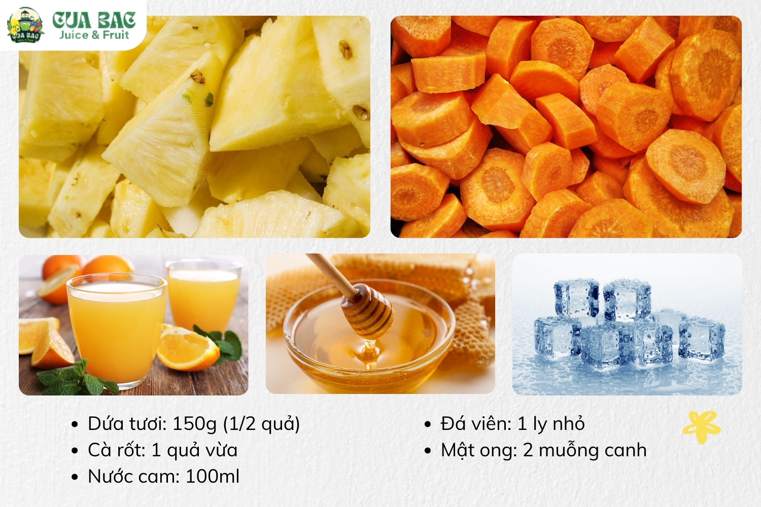 nguyên liệu làm sinh tố dứa cà rốt